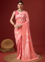 Cotton Pink Festival Wear Floral Print Saree